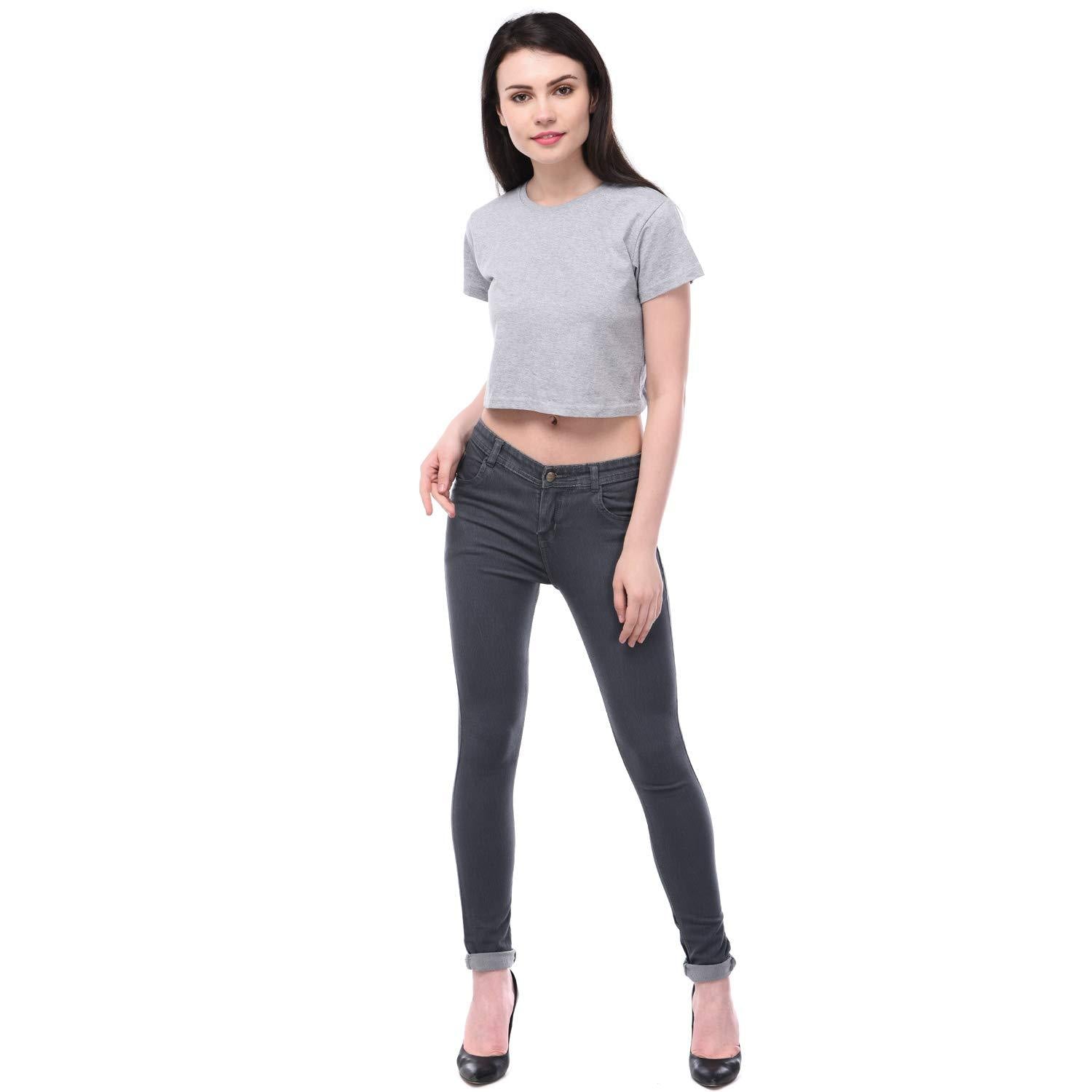 Plain Grey Women Crop Top-FunkyTeesClub