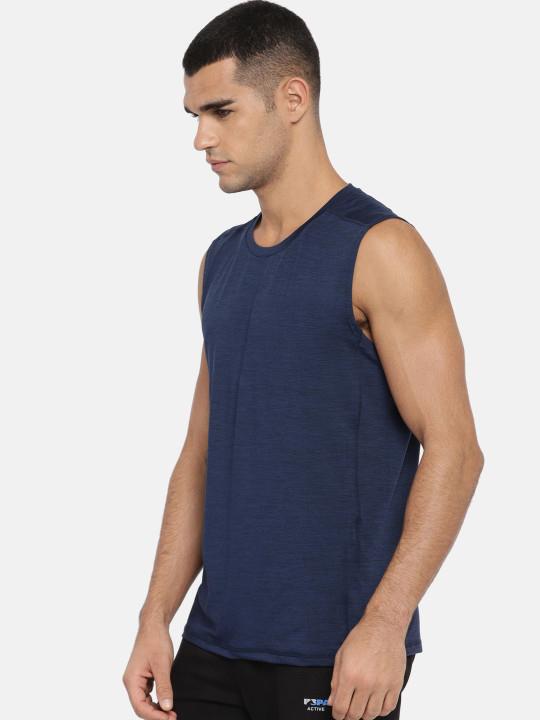 Plain Navy Blue Sleeveless T-Shirt-FunkyTeesClub