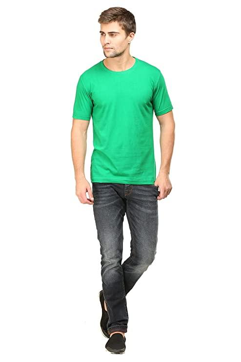 Plain Flag Green Half Sleeves T-Shirt-FunkyTeesClub