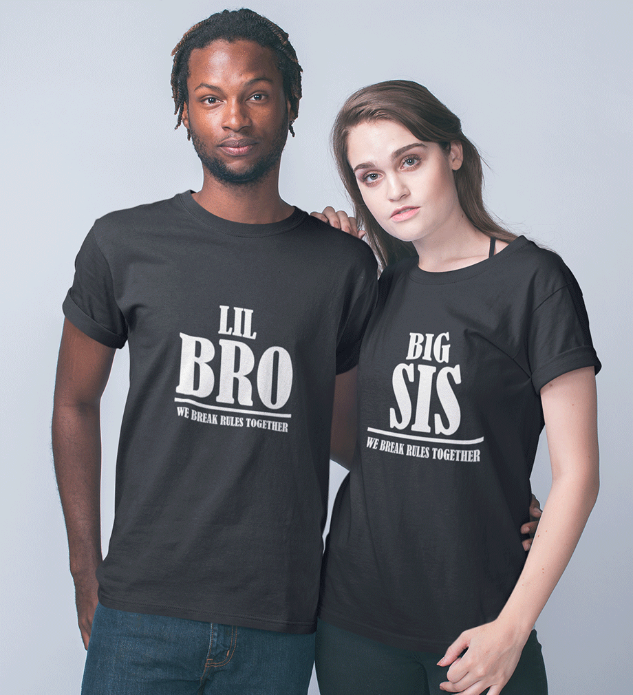 Little Brother Big Sister Brother-Sister Half Sleeves T-Shirts -FunkyTees