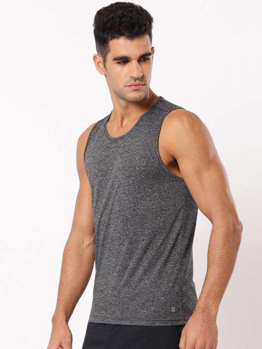 Plain Charcoal Sleeveless T-Shirt-FunkyTeesClub
