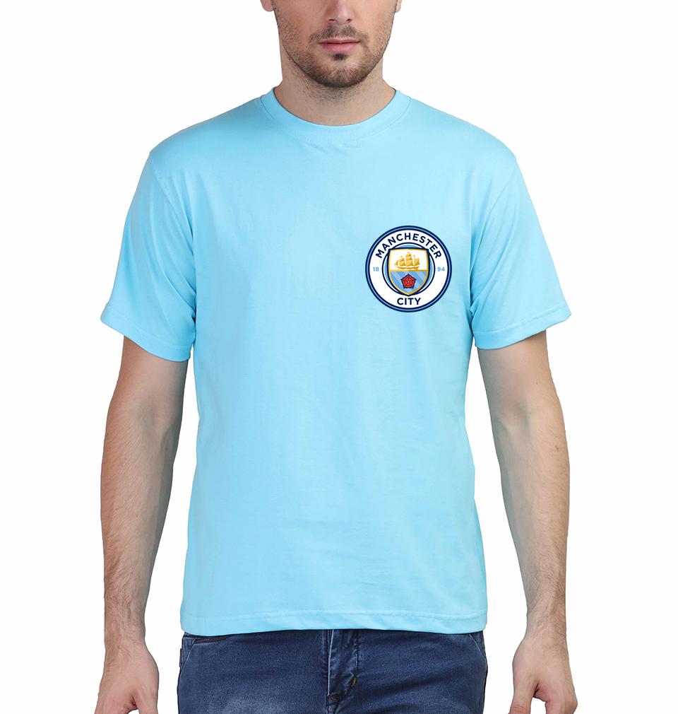 Manchester City Logo Men Half Sleeves T-Shirts-FunkyTeesClub