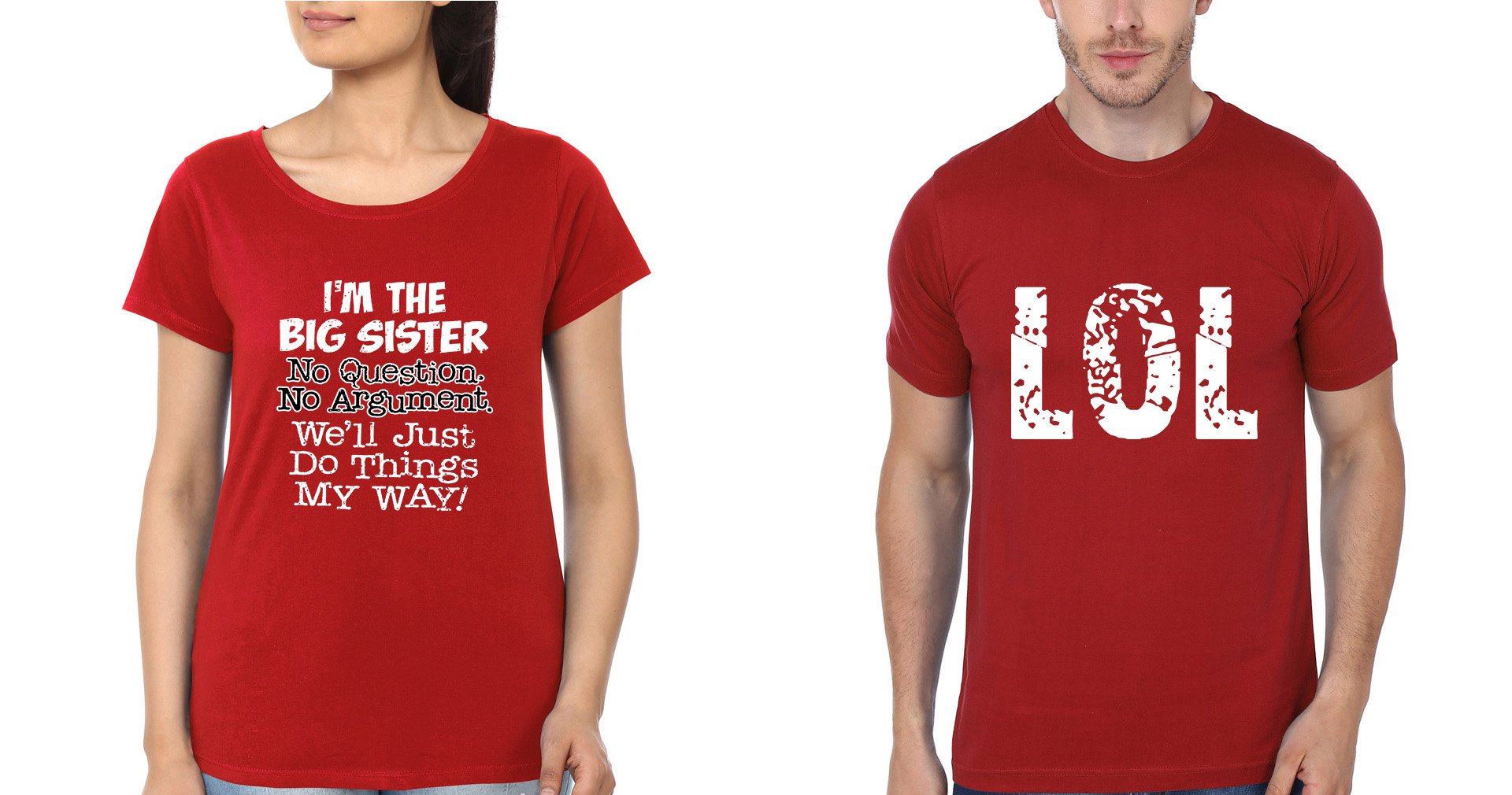 THE BIG SISTERTHE BIG SISTER Brother-Sister Half Sleeves T-Shirts -FunkyTees