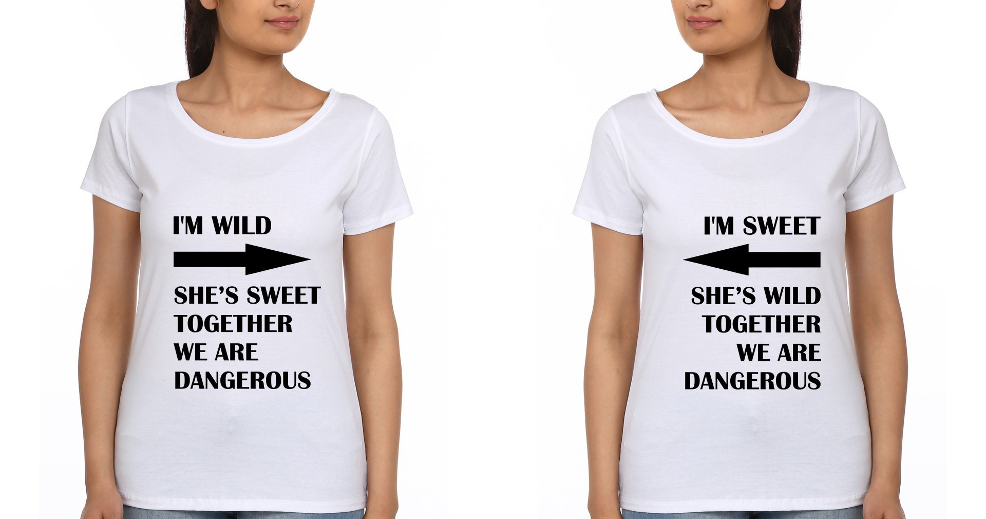 Sweet Wild BFF Half Sleeves T-Shirts-FunkyTees