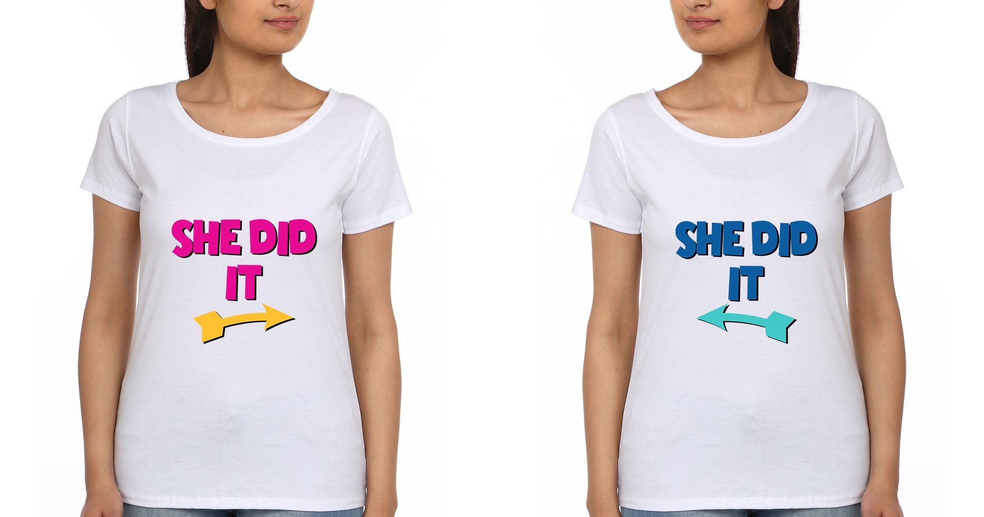 She Did It Sister Sister Half Sleeves T-Shirts -FunkyTees
