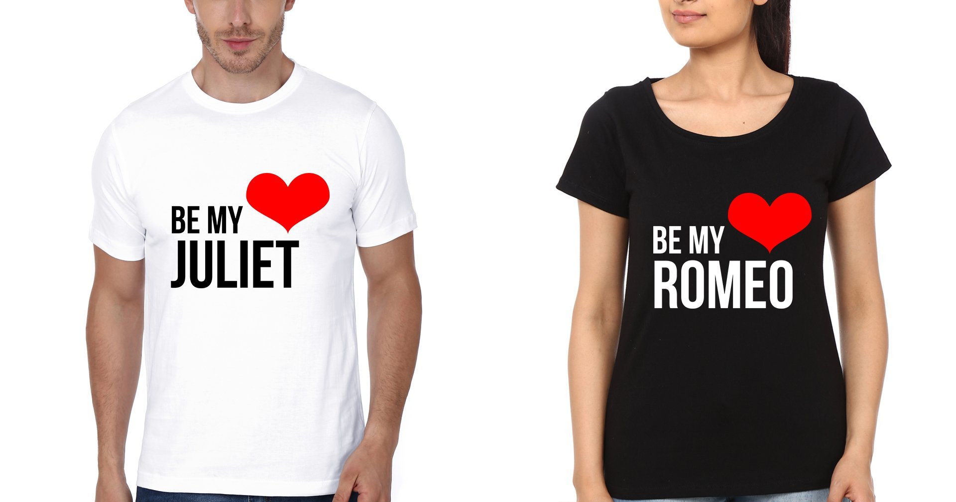 Romeo Juliet Couple Half Sleeves T-Shirts -FunkyTees
