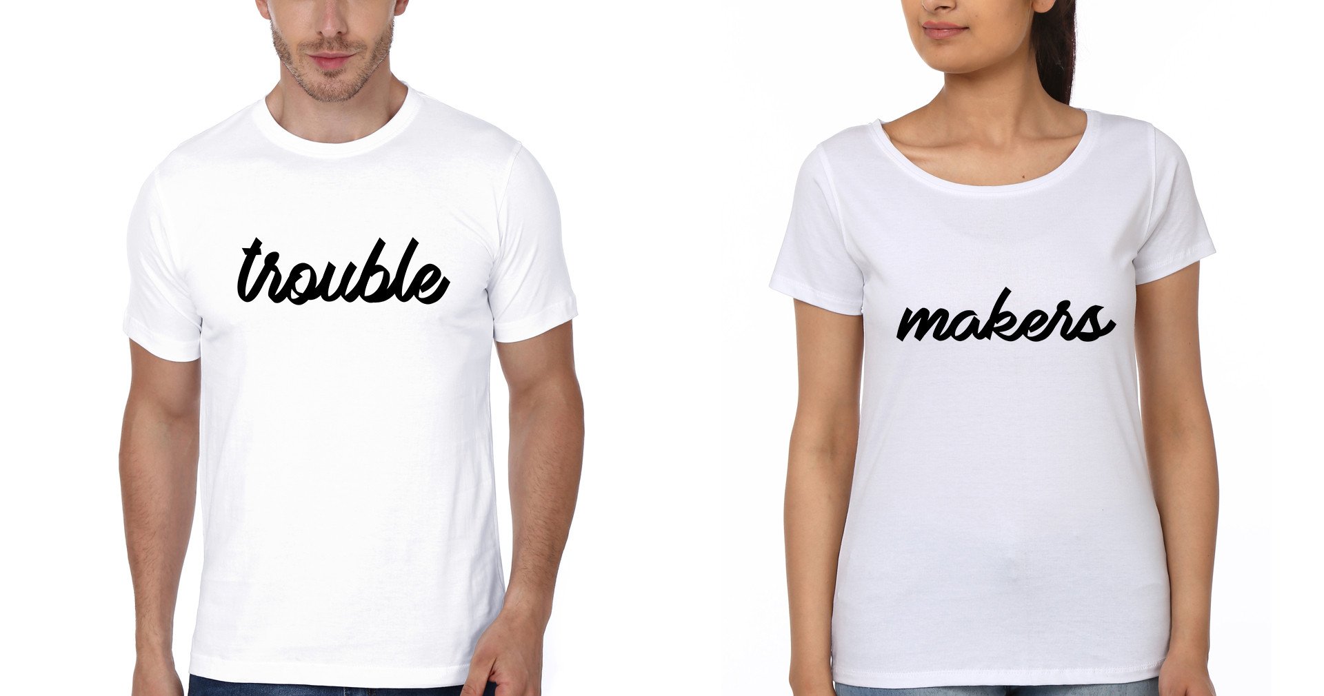 FunkyTees Trouble Makers BFF Half Sleeve T Shirt