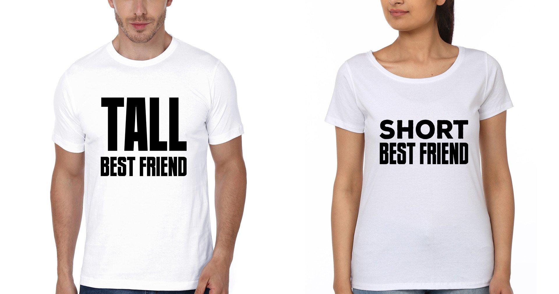 FunkyTees Tall Short BFF Half Sleeve T Shirt