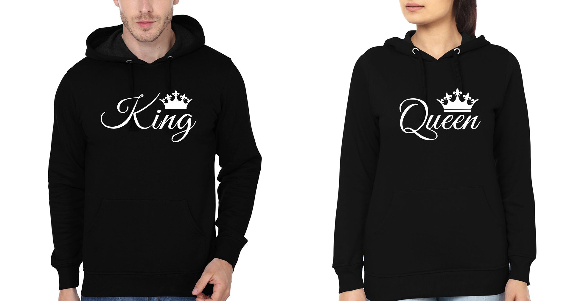 King Queen Couple Hoodie-FunkyTees