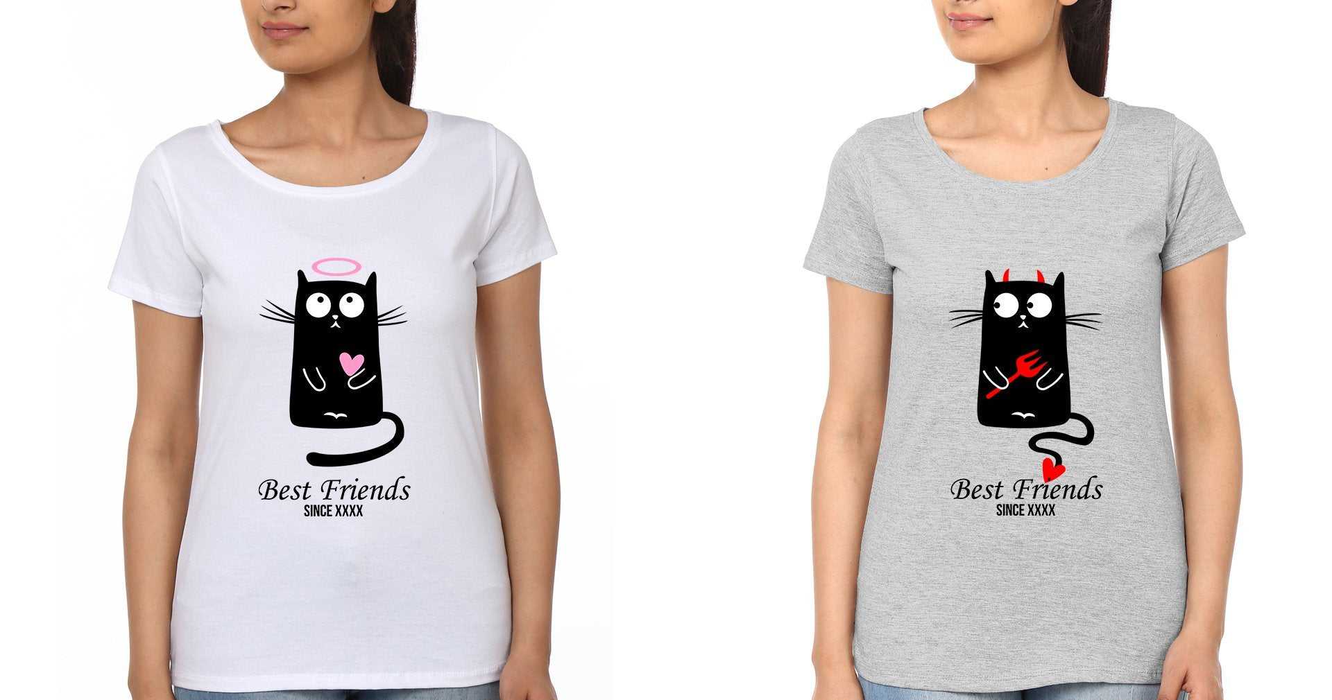 Devil Angel Friends BFF Half Sleeves T-Shirts-FunkyTees