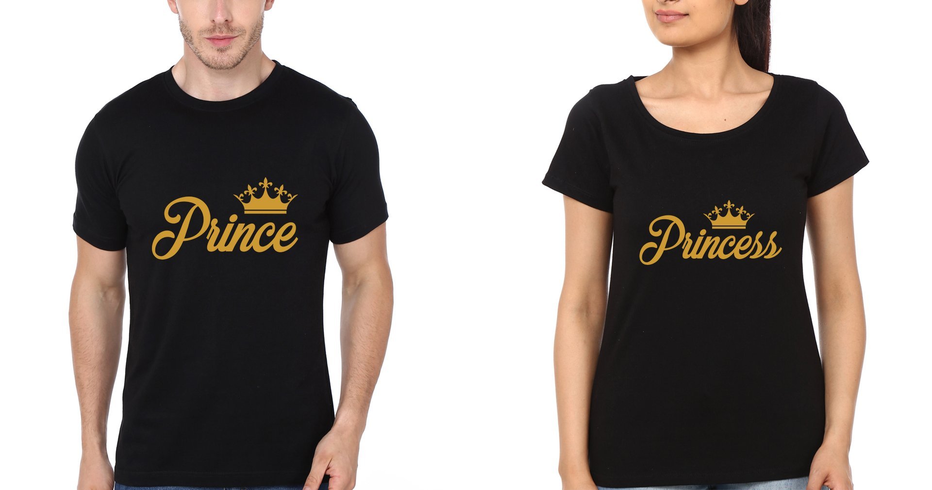 Prince & Princess Couple Half Sleeves T-Shirts -FunkyTees