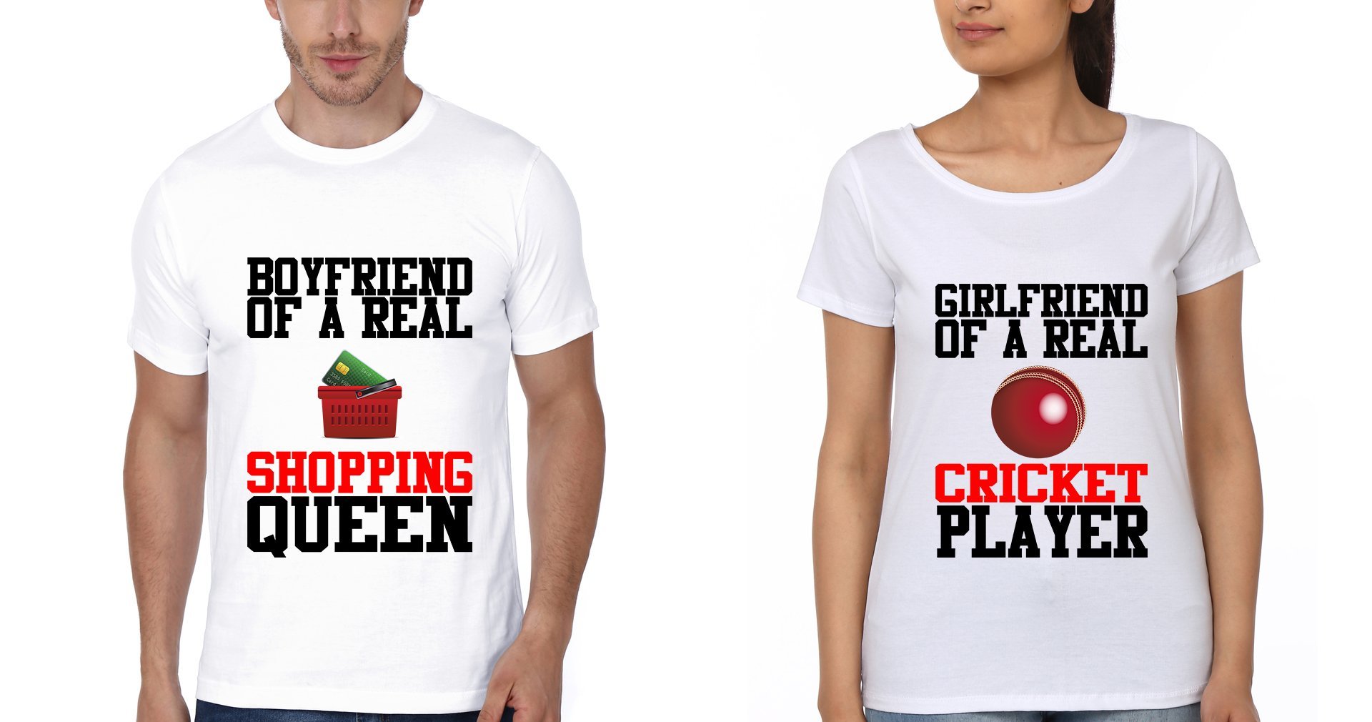 GF BF Couple Half Sleeves T-Shirts -FunkyTees