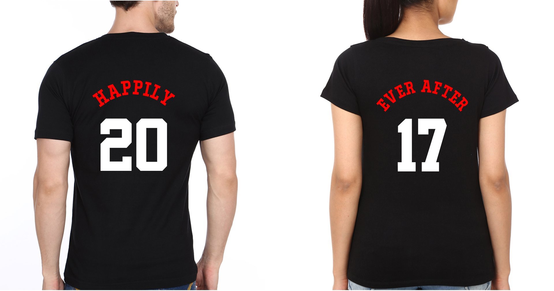 Happily17 Couple Half Sleeves T-Shirts -FunkyTees