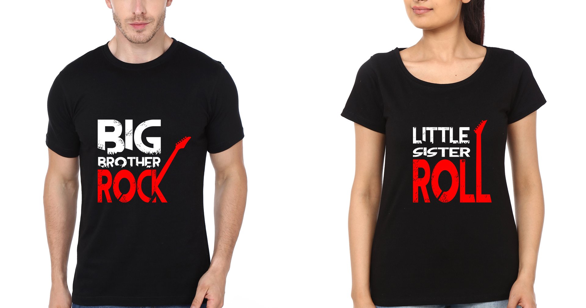 ROCK ROLL Brother-Sister Half Sleeves T-Shirts -FunkyTees