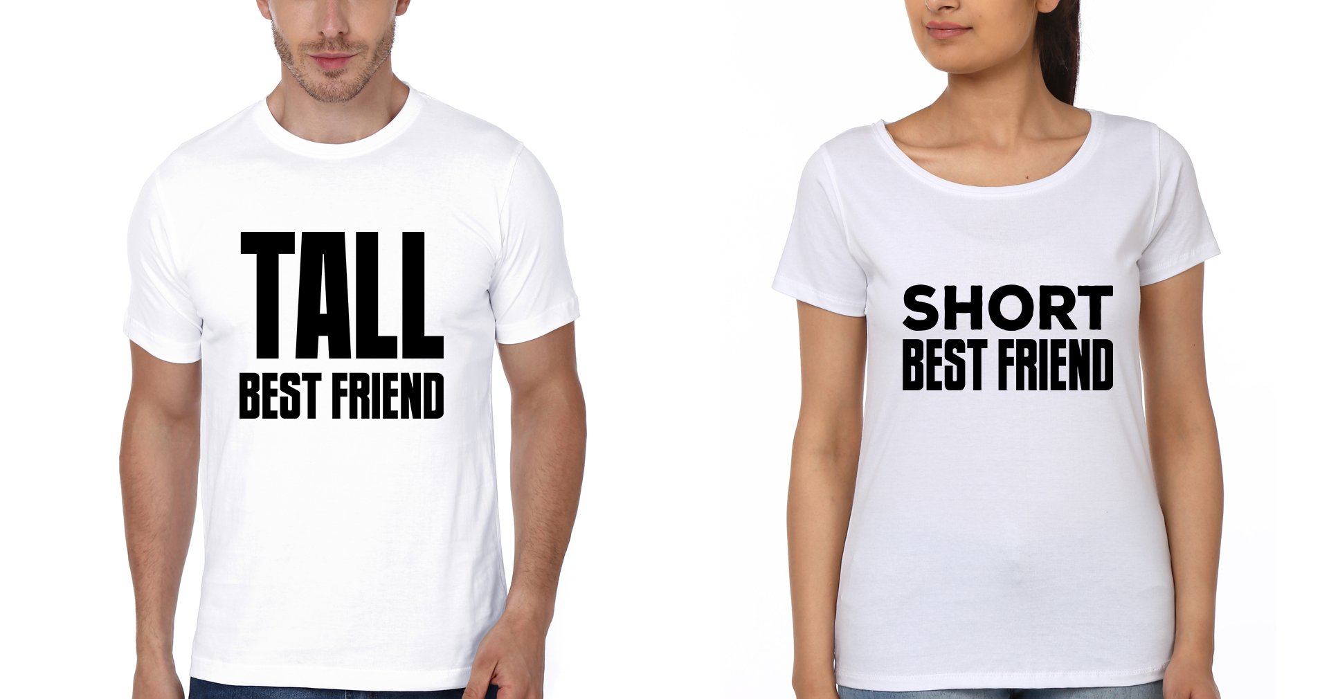 Tall Short BFF Half Sleeves T-Shirts-FunkyTees