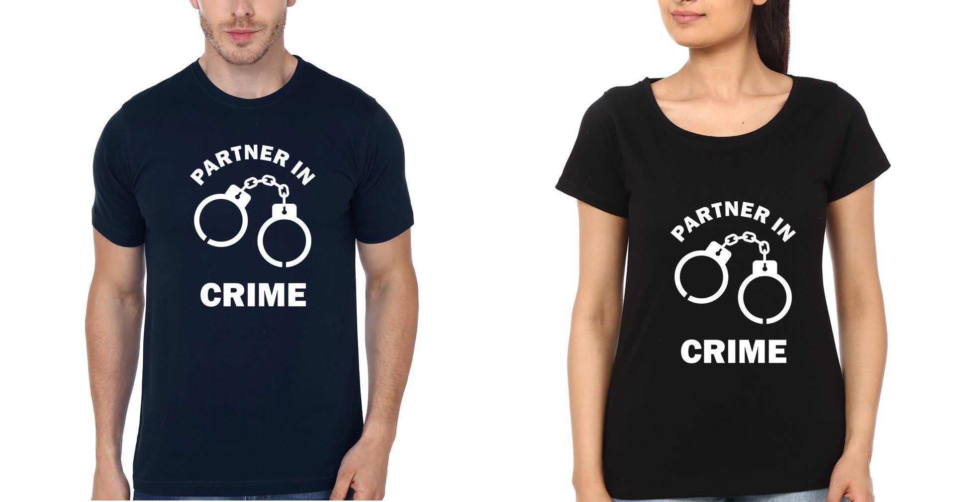 Partner in Crime BFF Half Sleeves T-Shirts-FunkyTees