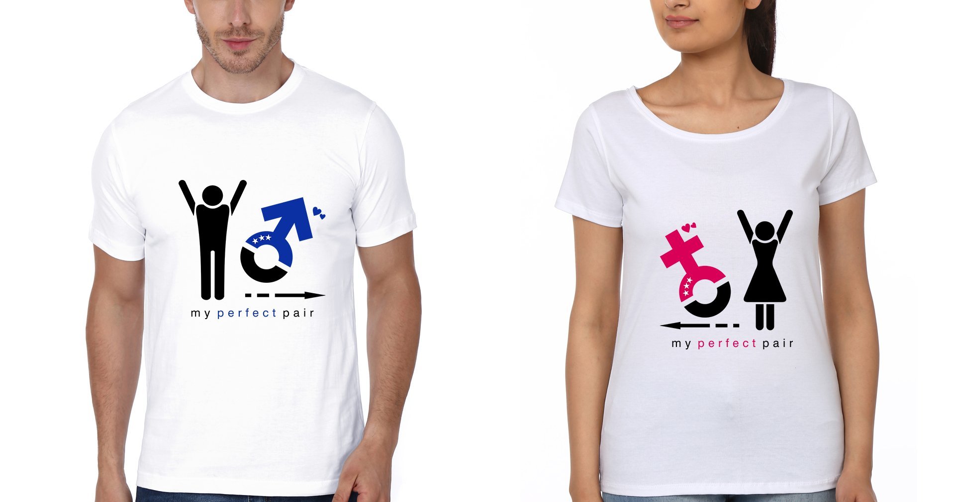My Perfect Pair Couple Half Sleeves T-Shirts -FunkyTees