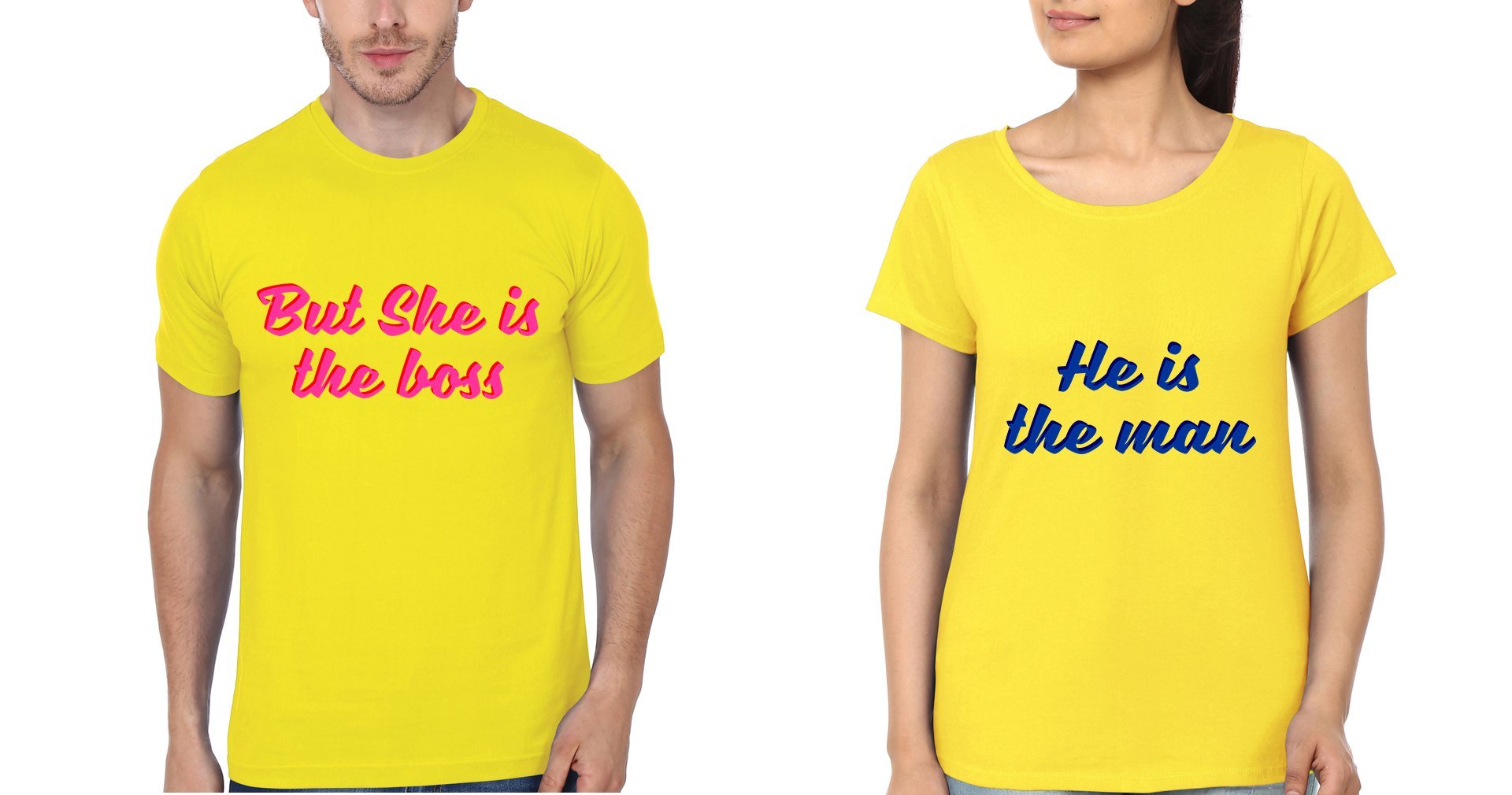 He is Man Couple Half Sleeves T-Shirts -FunkyTees