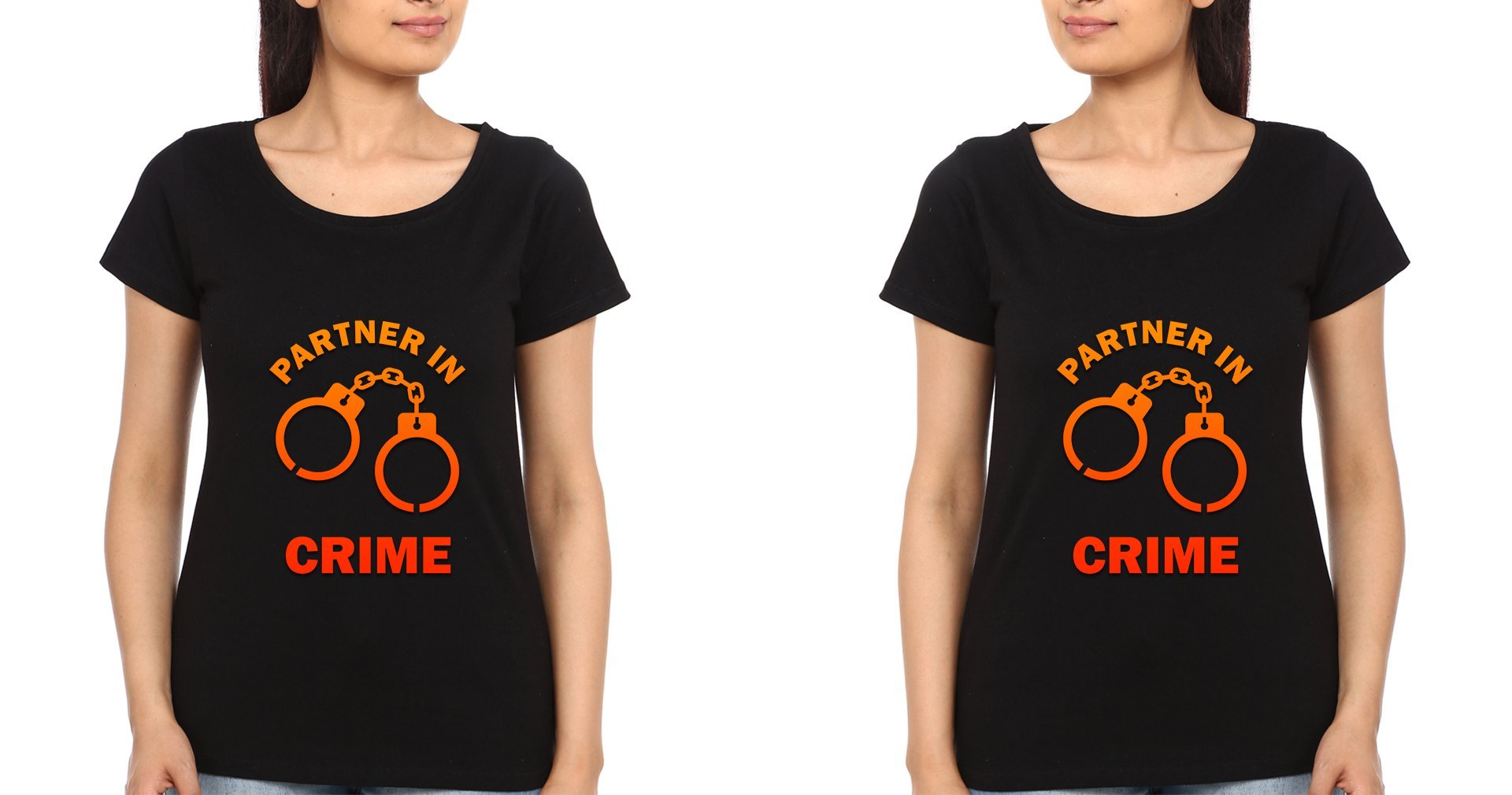 Partner in Crime Sister Sister Half Sleeves T-Shirts -FunkyTees