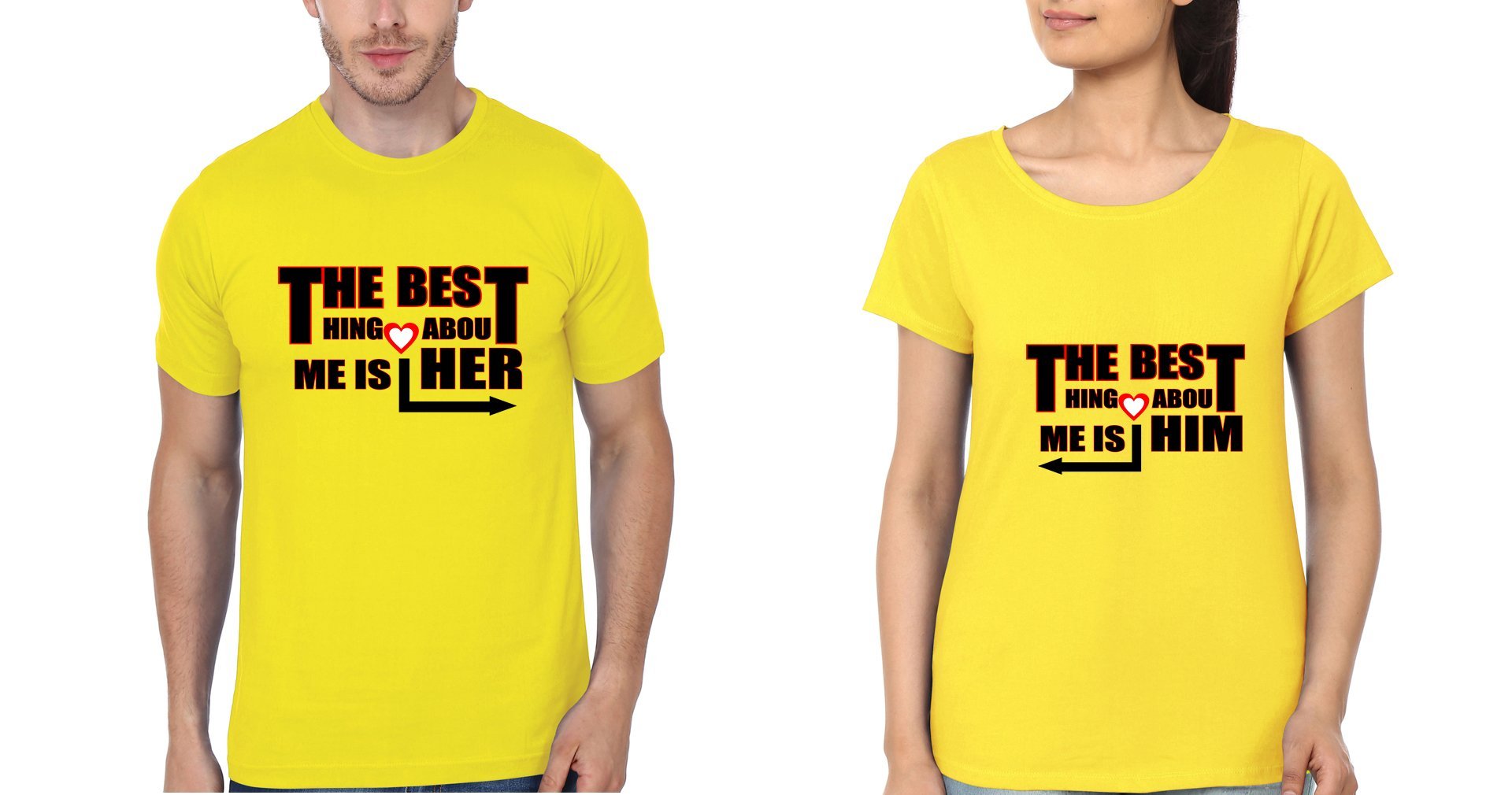 The Best Thing About Him Her Couple Half Sleeves T-Shirts -FunkyTees
