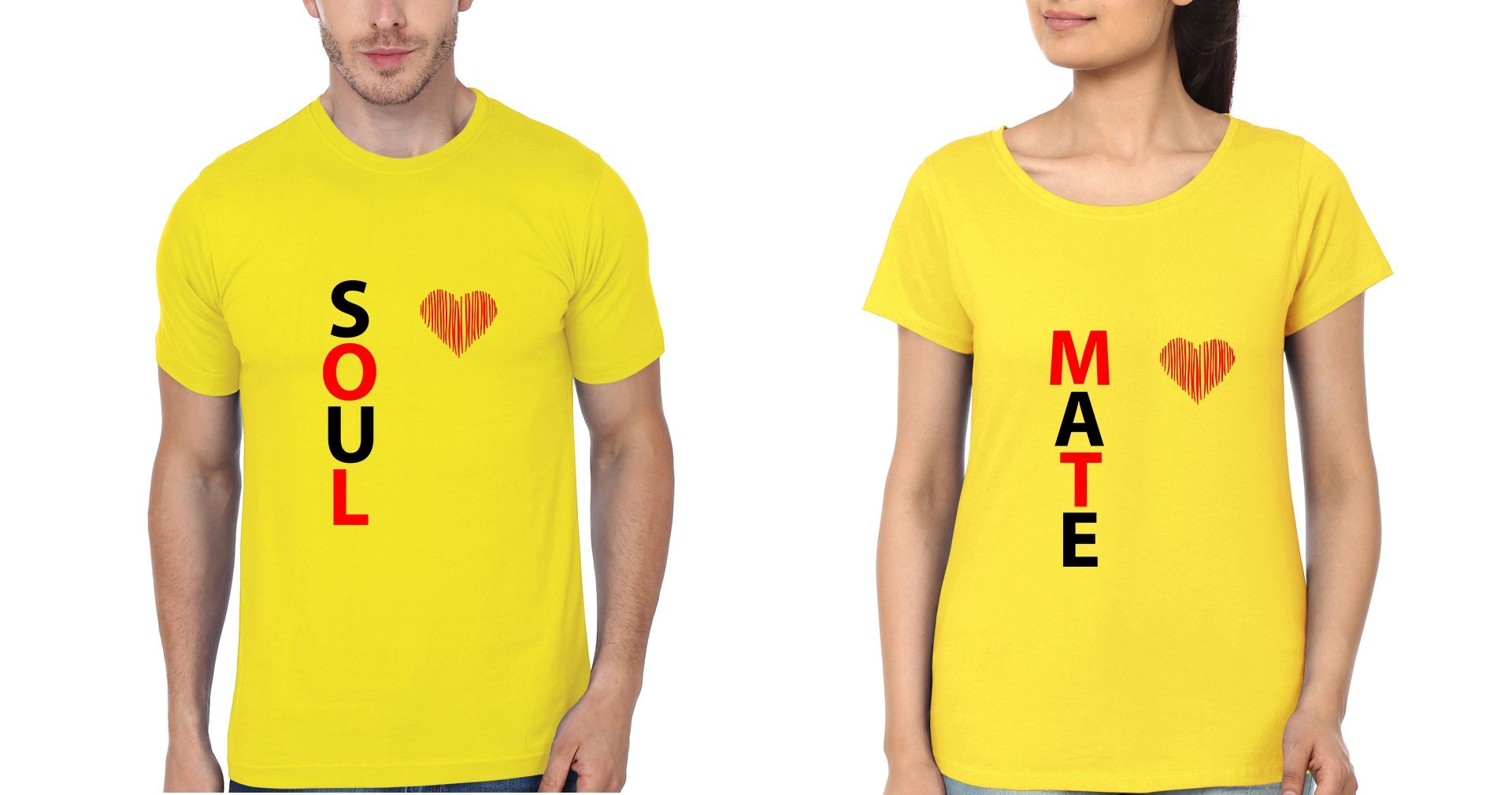 Soul Mate Couple Half Sleeves T-Shirts -FunkyTees