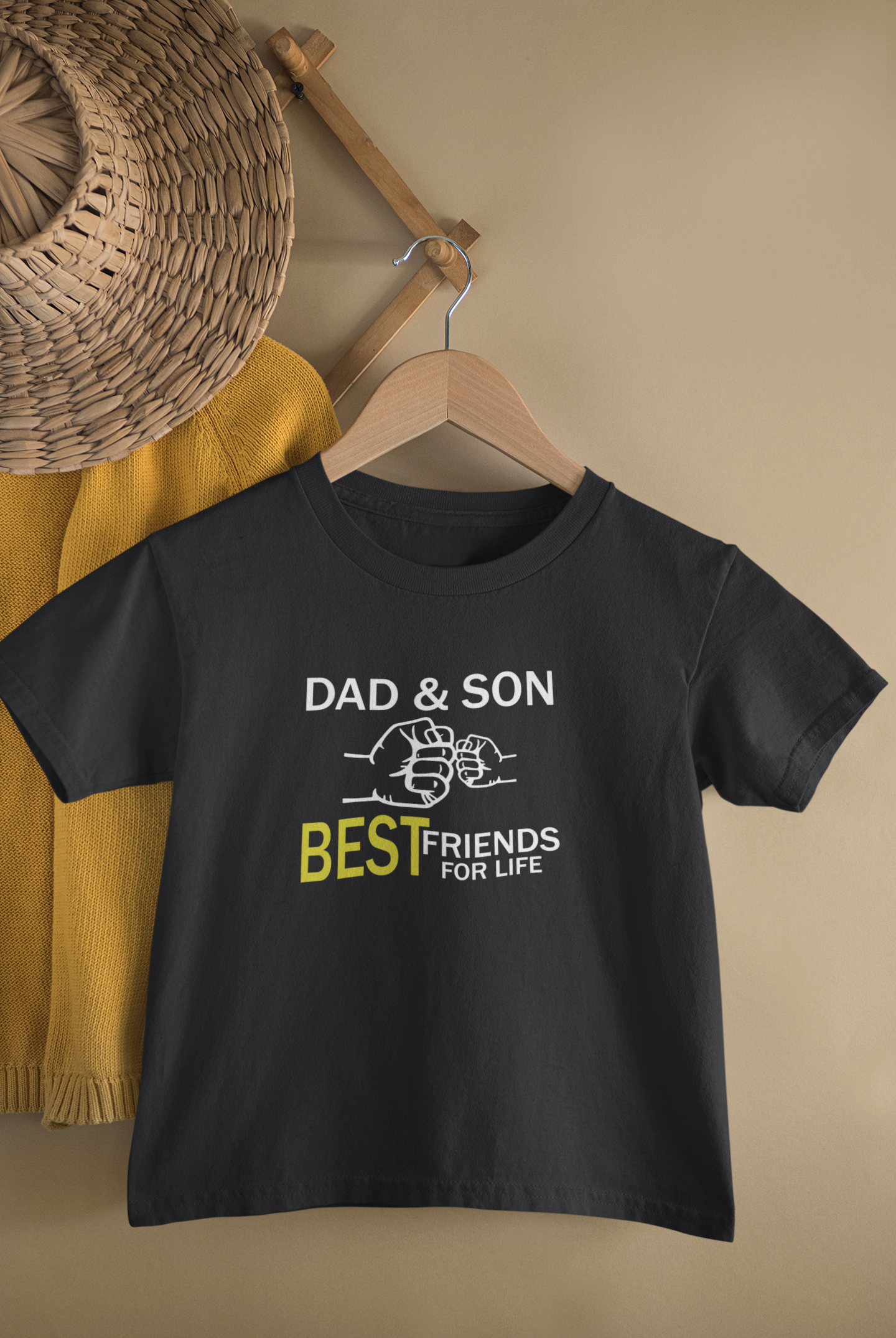 Dad And Son Best Friends For Life Father and Son Black Matching T-Shirt- FunkyTeesClub
