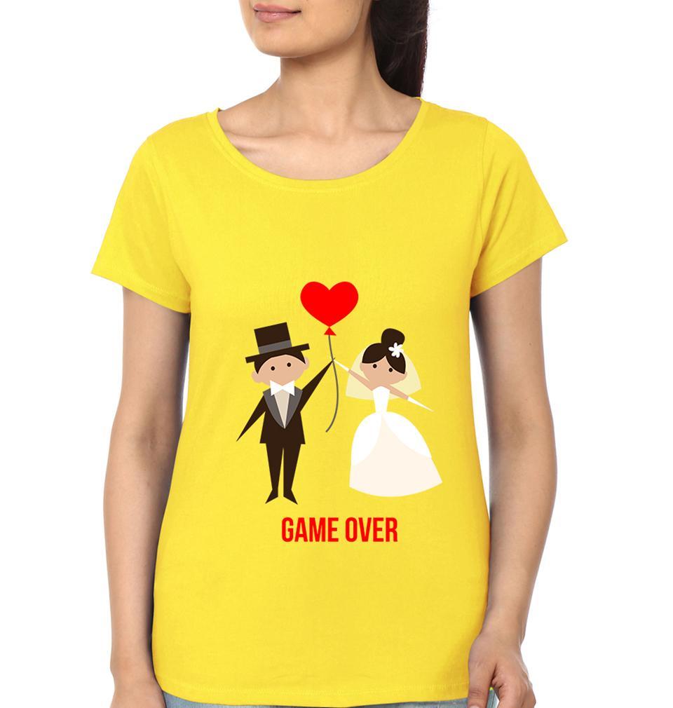 Game Over Couple Half Sleeves T-Shirts -FunkyTees