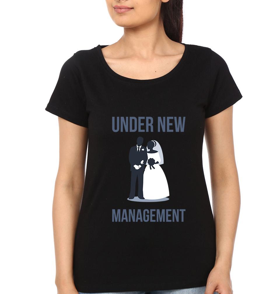 New Management Couple Half Sleeves T-Shirts -FunkyTees