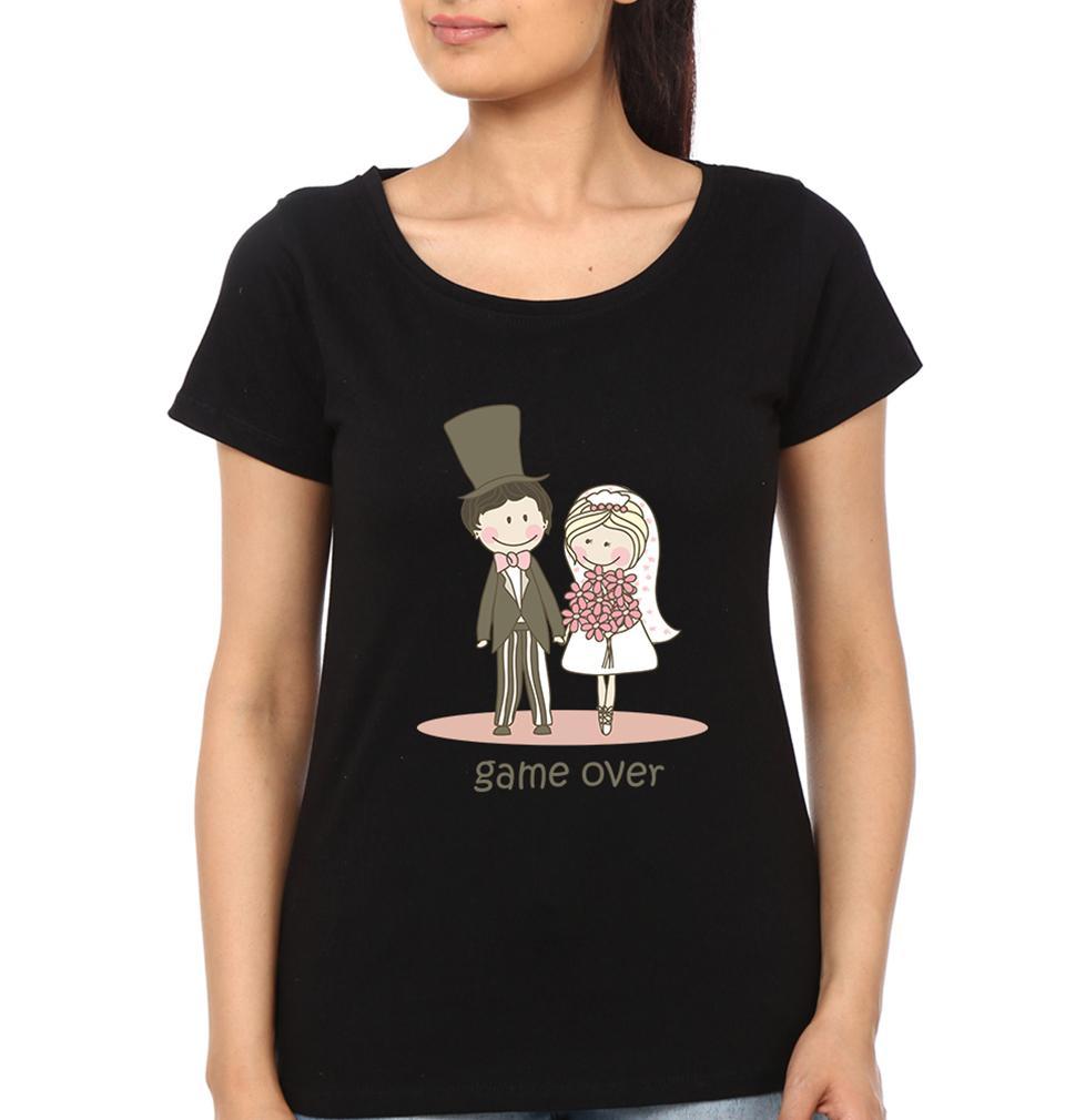 Game Over Couple Half Sleeves T-Shirts -FunkyTees