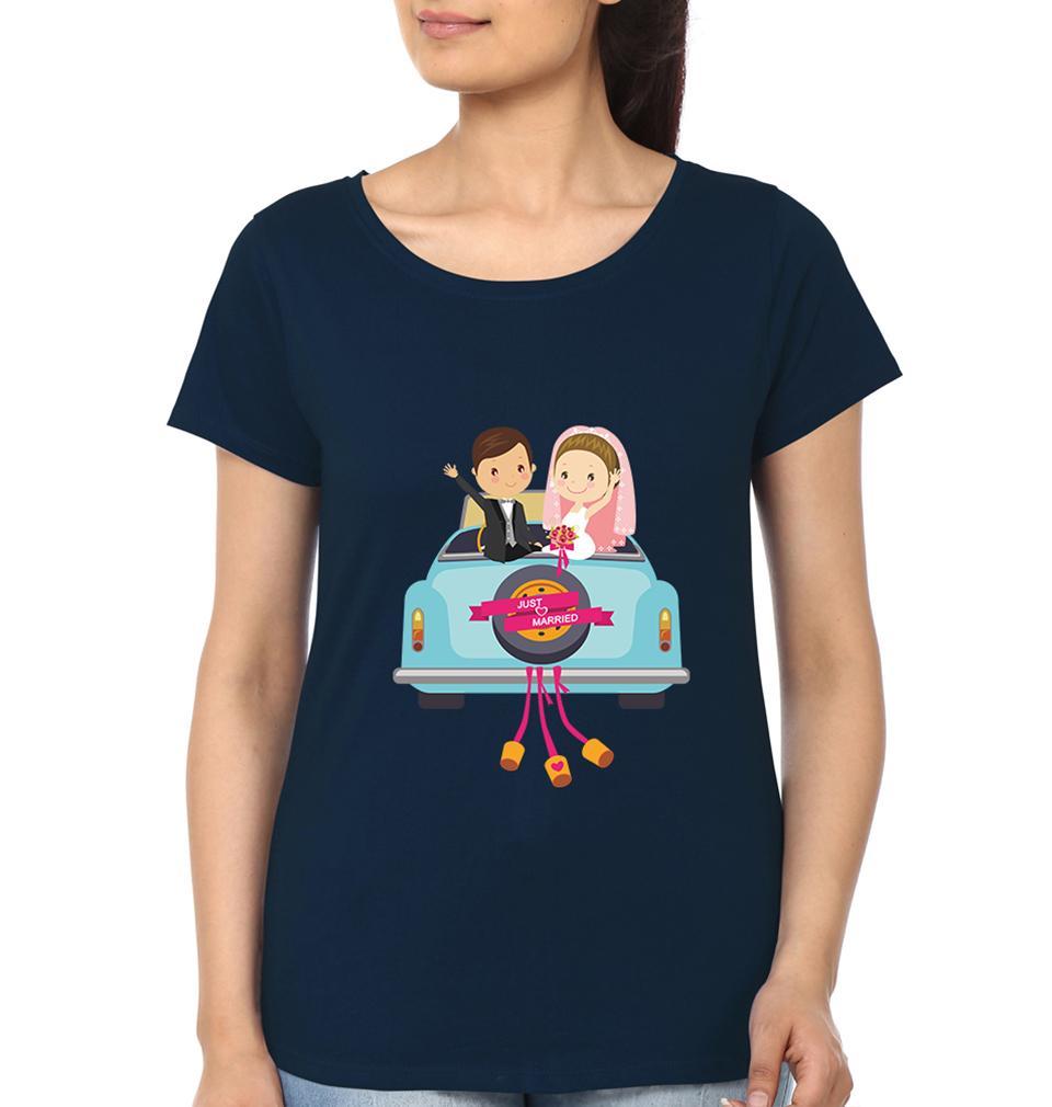 Just Married Couple Half Sleeves T-Shirts -FunkyTees