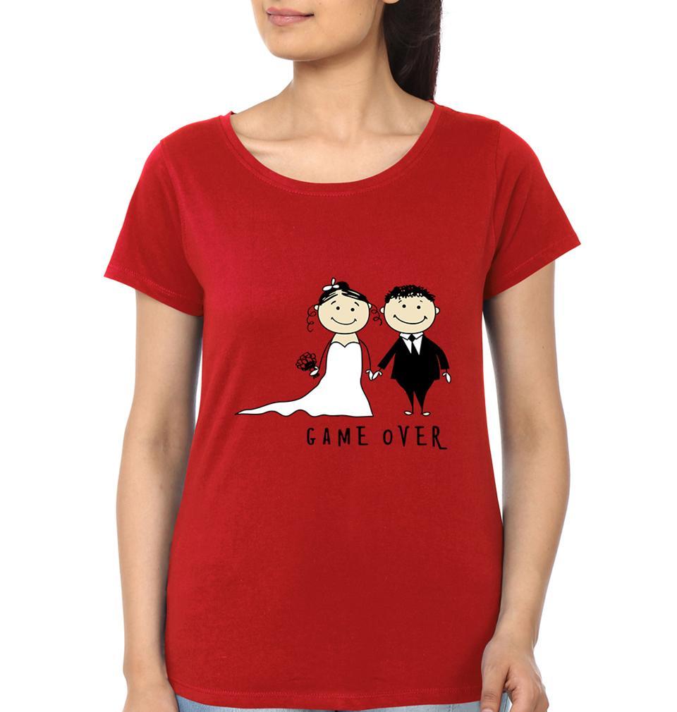 Game Over Couple Half Sleeves T-Shirts -FunkyTees