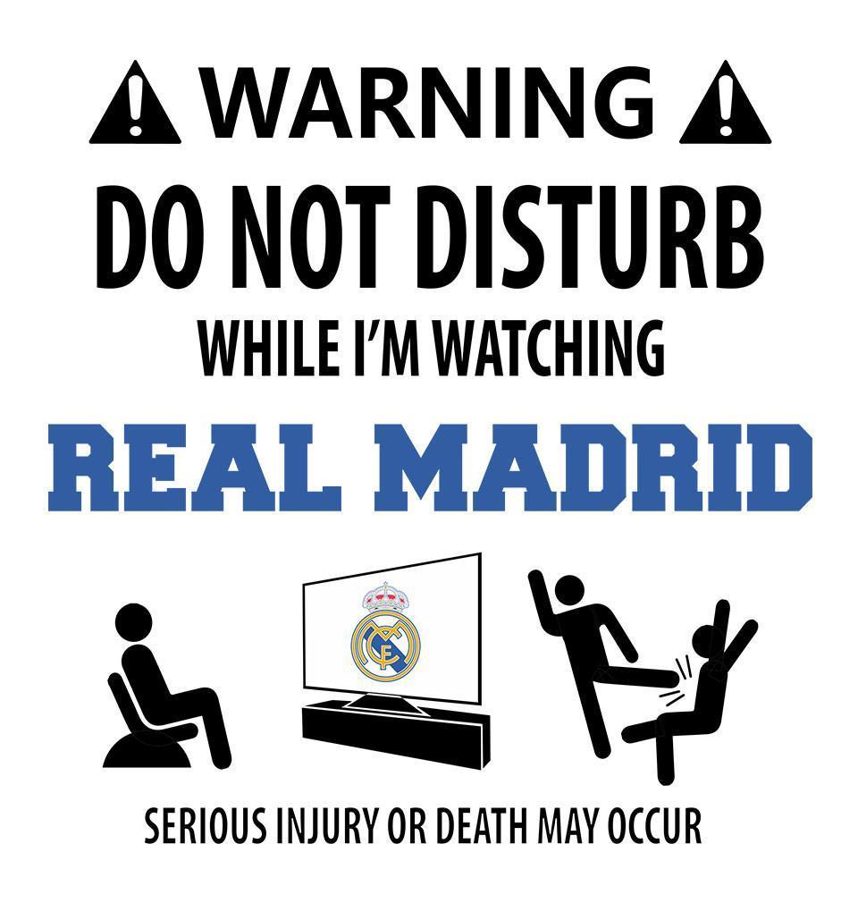 FunkyTeesClub White Round Neck Warning Do Not Disturb While I Am Watching Real Madrid Half Sleeves T-Shirt