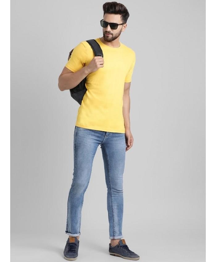 Plain Yellow Half Sleeves T-Shirt-FunkyTeesClub