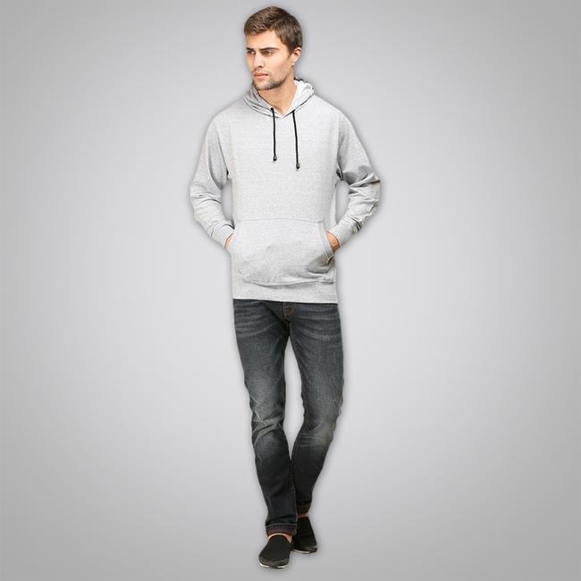 Plain grey melange Hoodie Sweatshirt -FunkyTeesClub