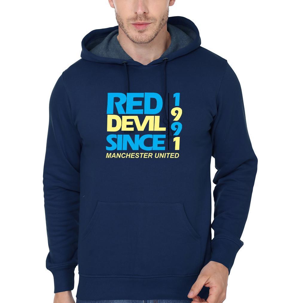 FunkyTeesClub Red Devil Manchester United Navy Blue Hoodies