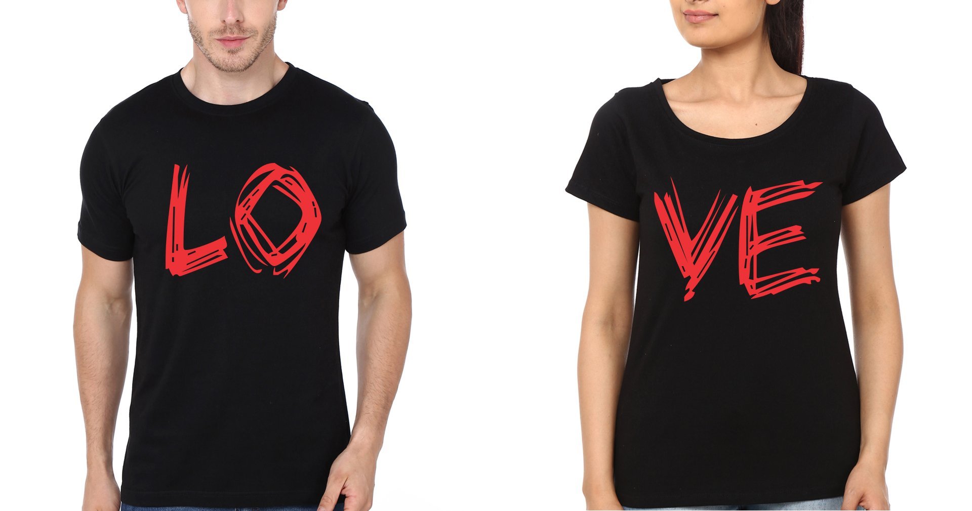 Love Couple Half Sleeves T-Shirts -FunkyTees