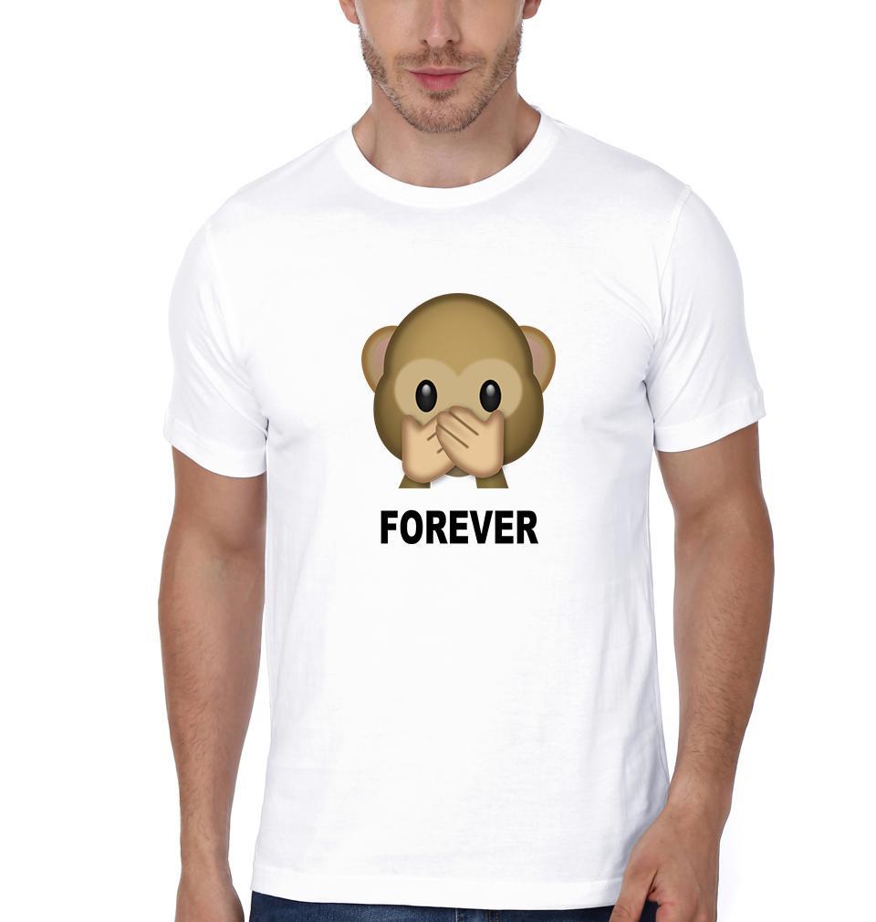 Monkey Emoji BFF Half Sleeves T-Shirts-FunkyTees
