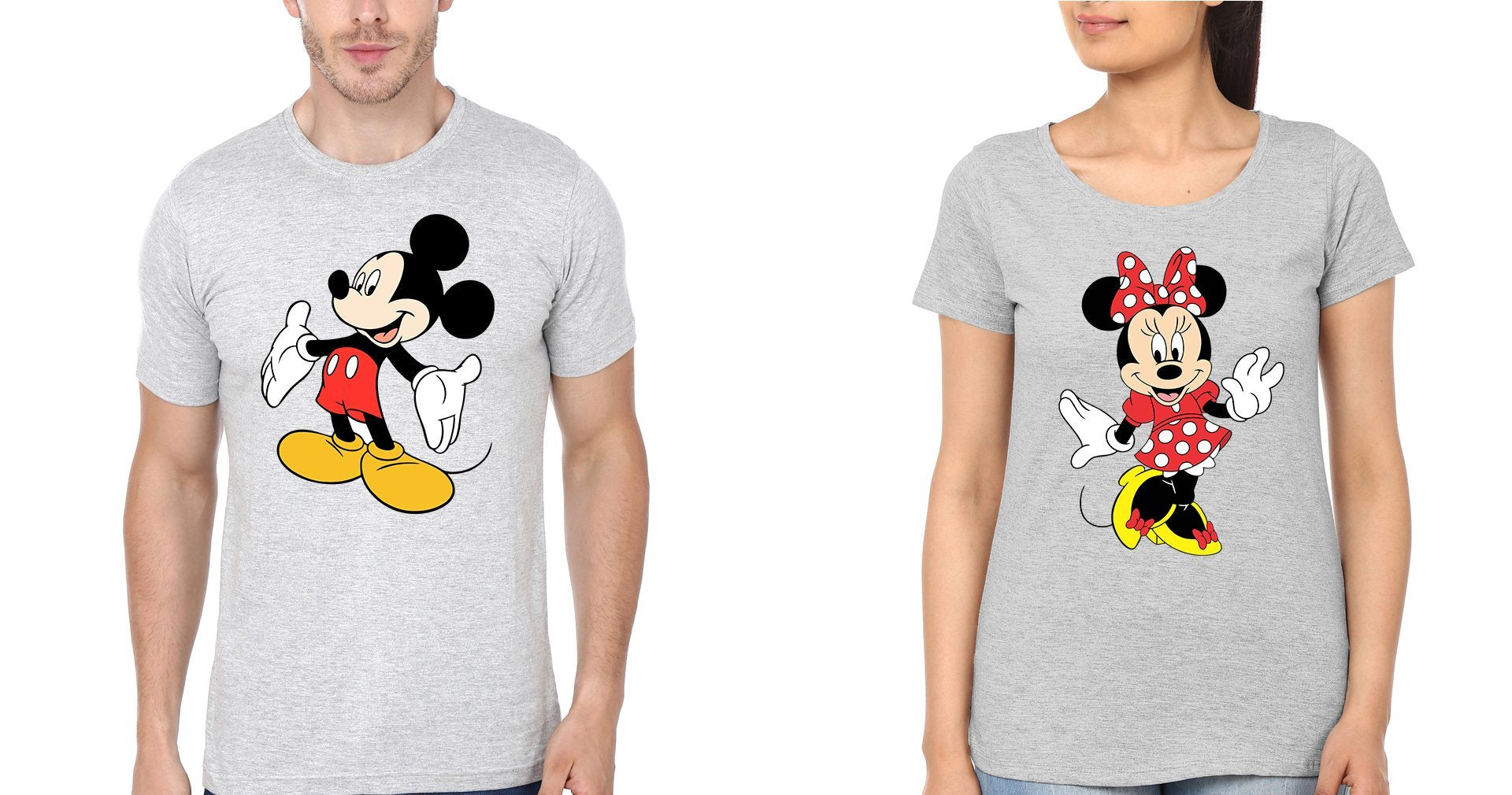 Mickey Minnie Couple Half Sleeves T-Shirts -FunkyTees