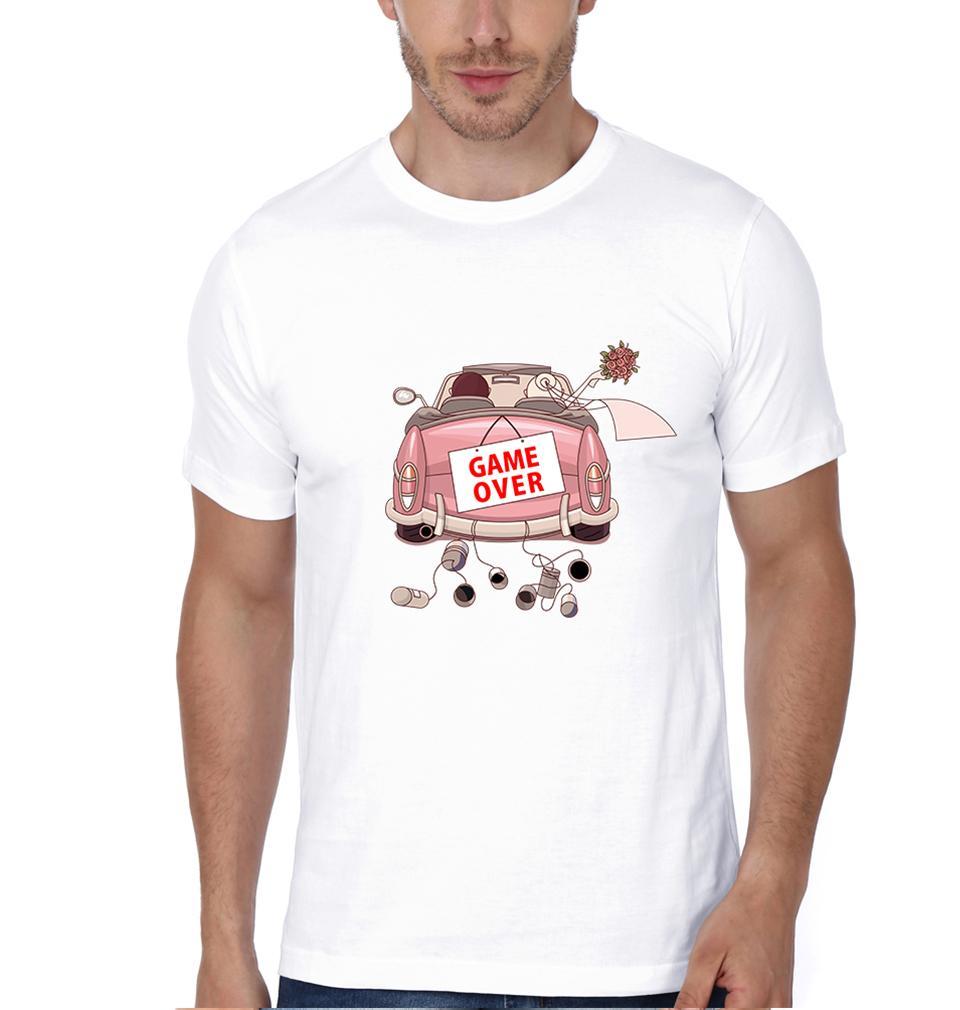 Game Over Couple Half Sleeves T-Shirts -FunkyTees