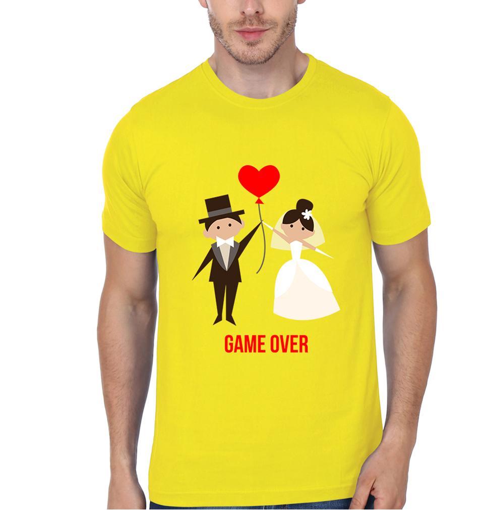 Game Over Couple Half Sleeves T-Shirts -FunkyTees