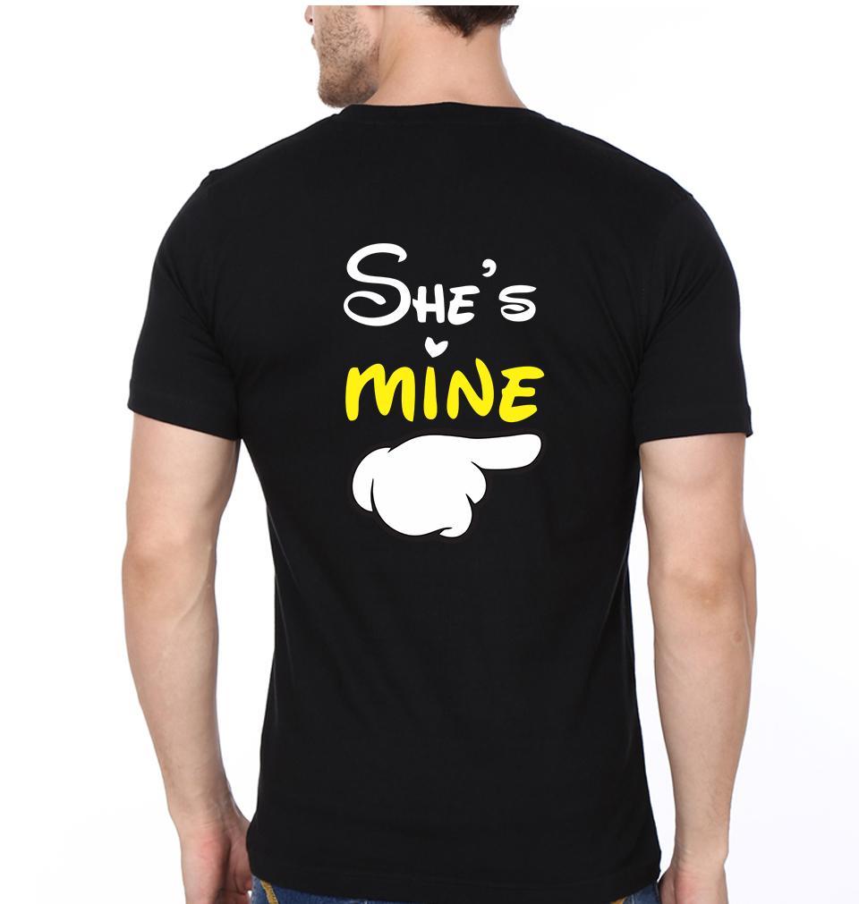 He is Mine and She is Mine Couple Half Sleeves T-Shirts -FunkyTees