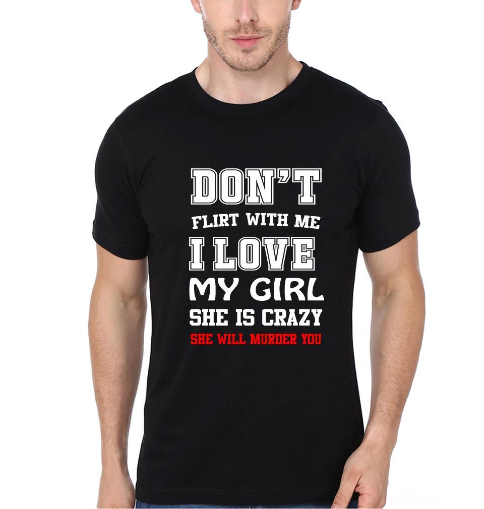 Don't Flirt With Me Couple Half Sleeves T-Shirts -FunkyTees