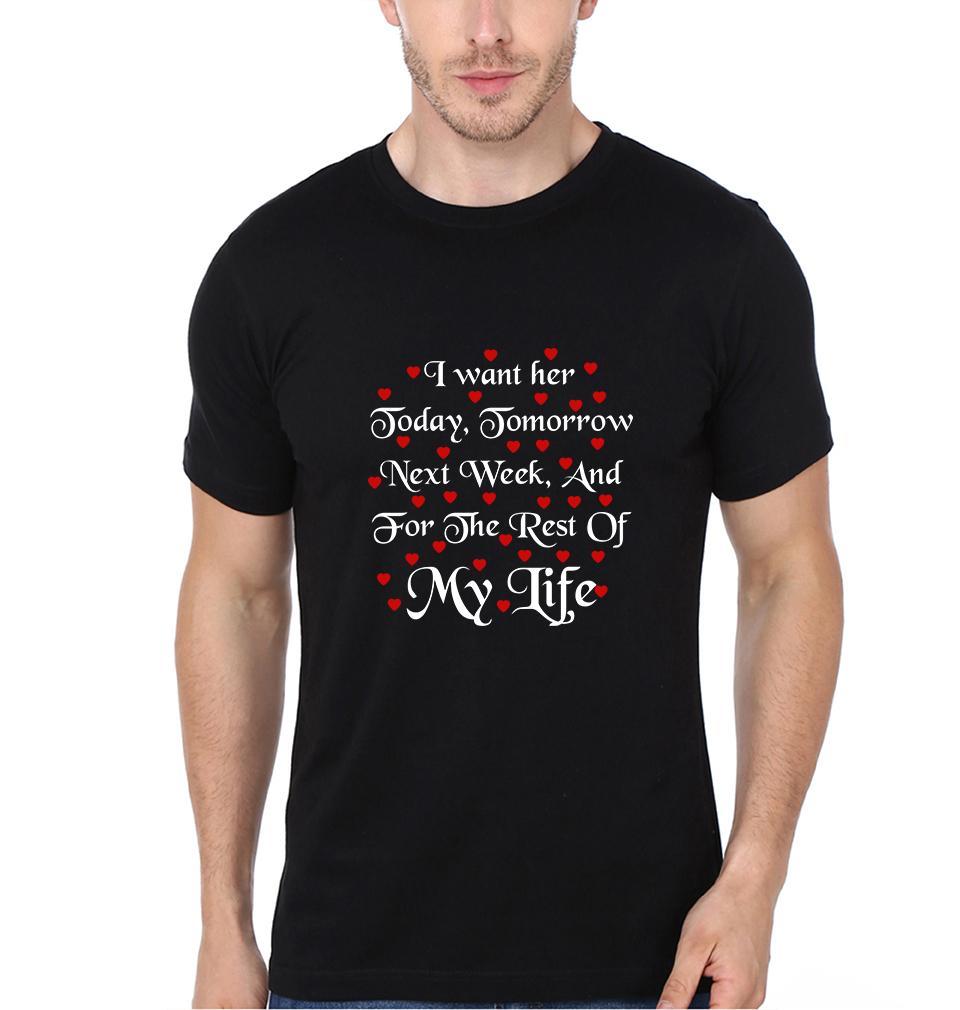 I Want Her, I Want Him Couple Half Sleeves T-Shirts -FunkyTees