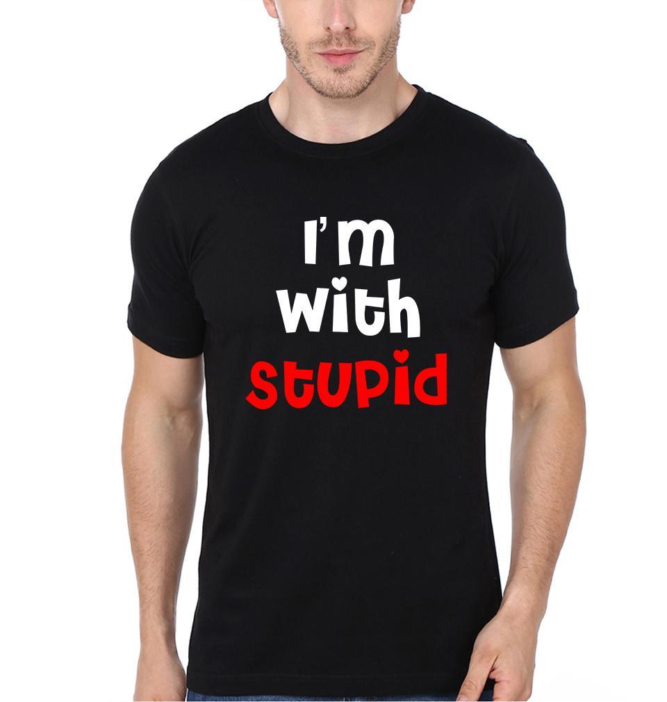 I'm With Stupid Couple Half Sleeves T-Shirts -FunkyTees