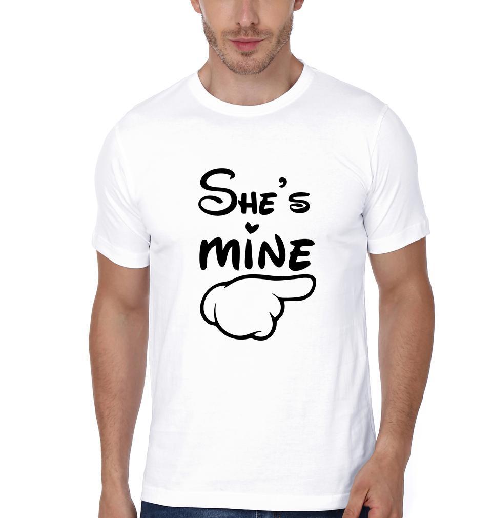 He is Mine She is Mine Couple Half Sleeves T-Shirts -FunkyTees