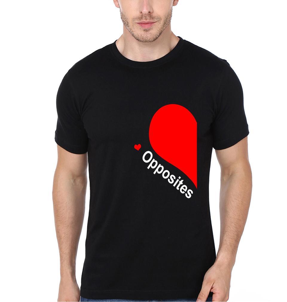 Opposities Attract Couple Half Sleeves T-Shirts -FunkyTees