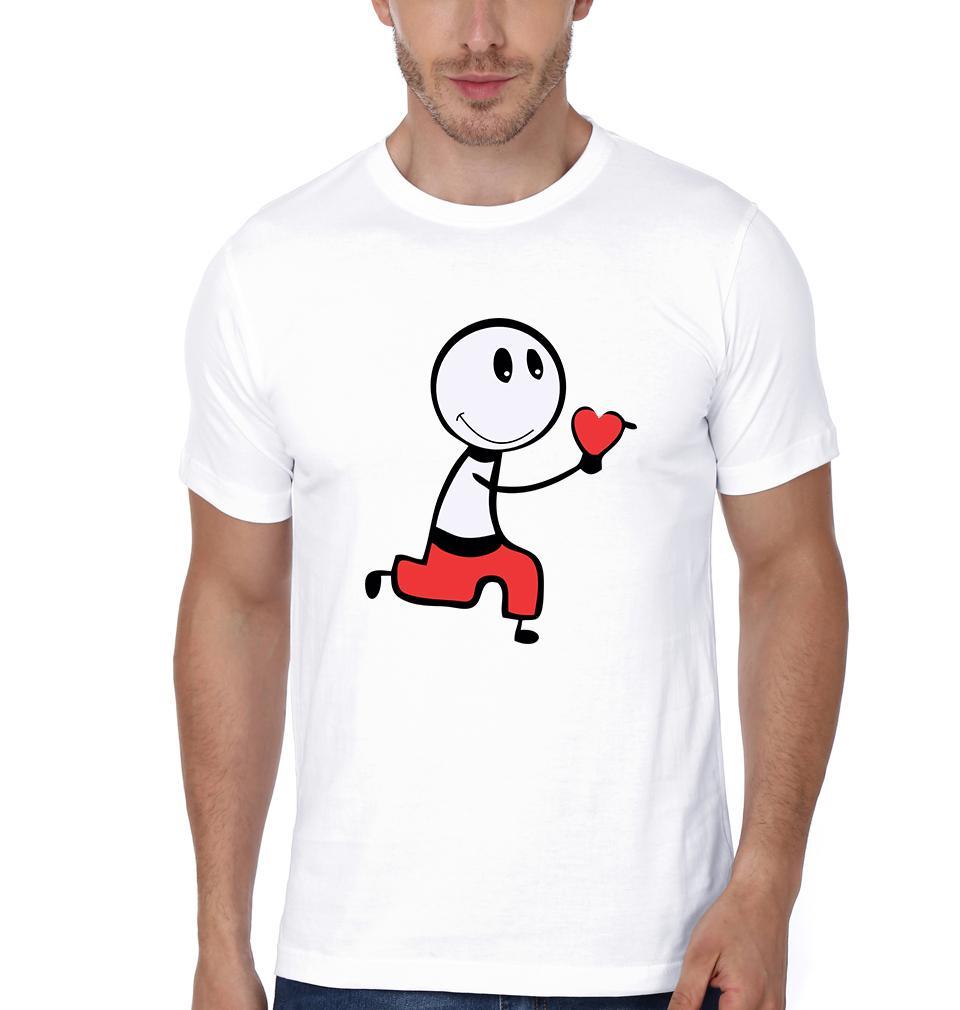 The Propose Couple Half Sleeves T-Shirts -FunkyTees