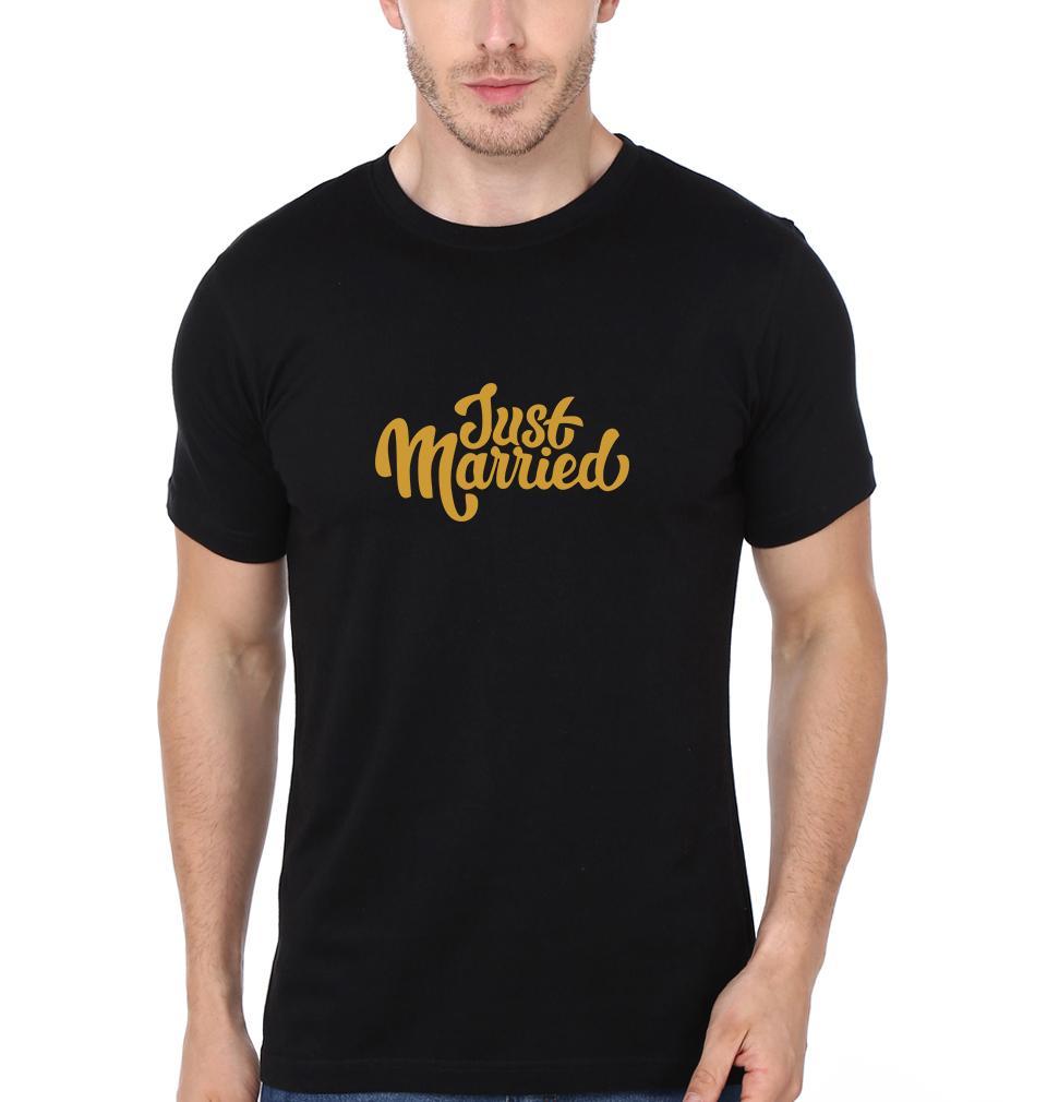 Just Married Couple Half Sleeves T-Shirts -FunkyTees