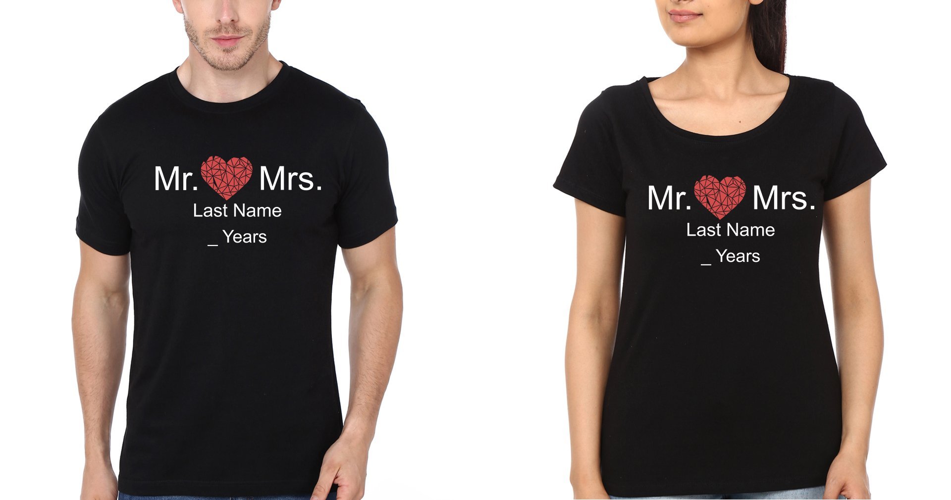 Mr. & Mrs Couple Half Sleeves T-Shirts -FunkyTees