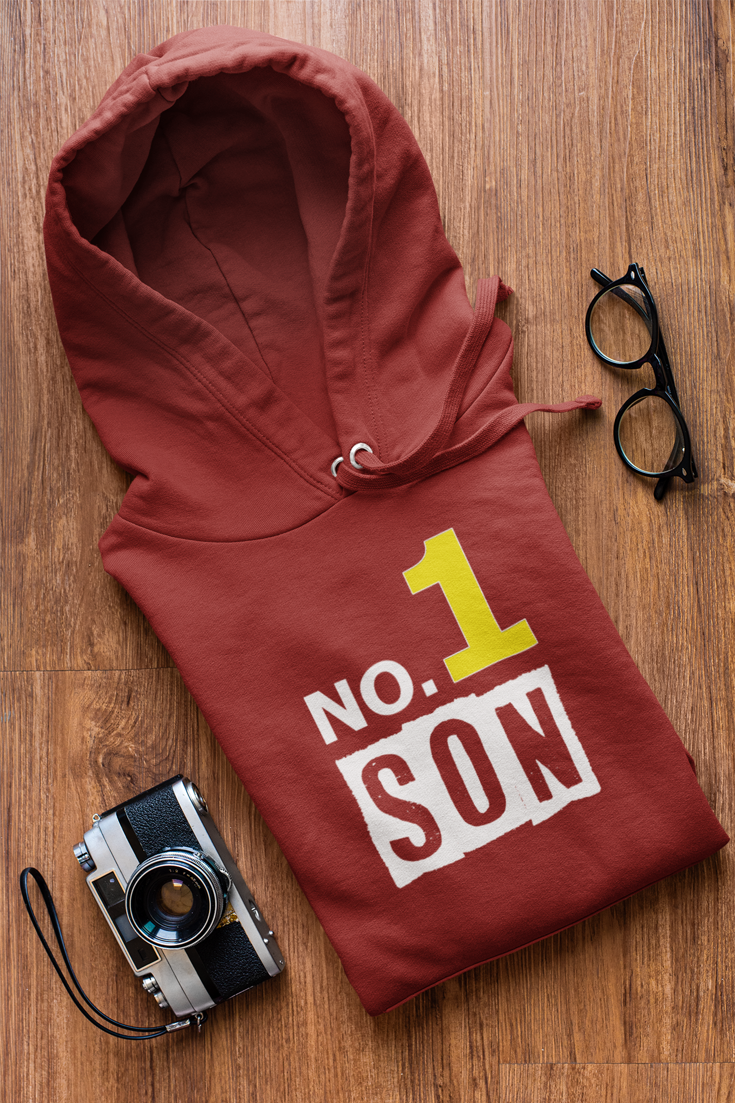No 1 Dad Father and Son Red Matching Hoodies- FunkyTeesClub